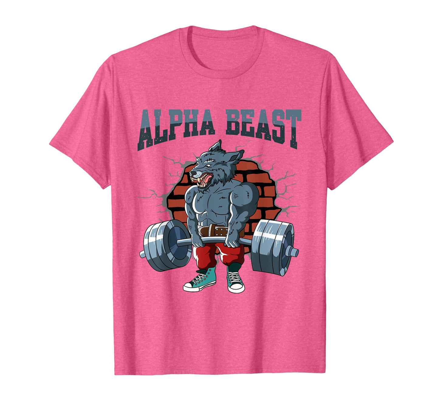 Fitness Alpha Wolf doing Deadlift Workout Training Gym T-Shirt