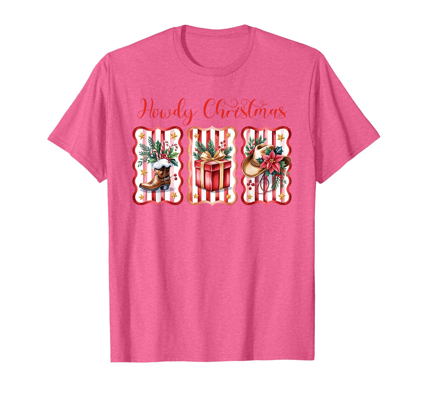 Howdy Christmas Western Coquette Bow Cowboy Cowgirl Santa T-Shirt