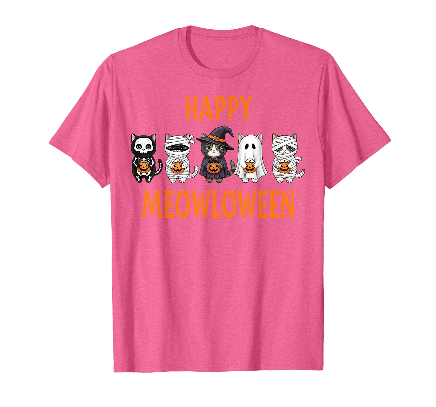 Happy Halloween Black Cat Witch Meowloween Pumpkin T-Shirt