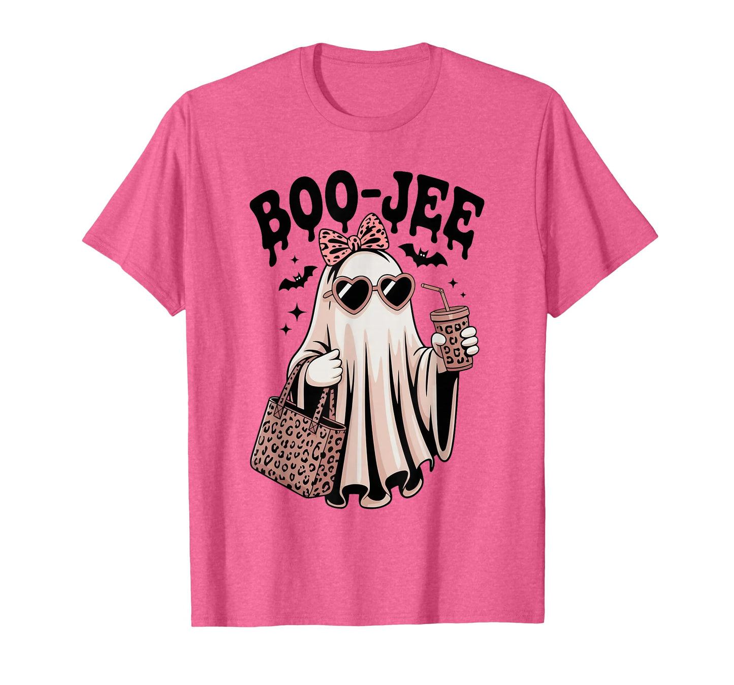 Coquette Leopard Ghost Coffee Boo-JEE Halloween Boujee Ghost T-Shirt
