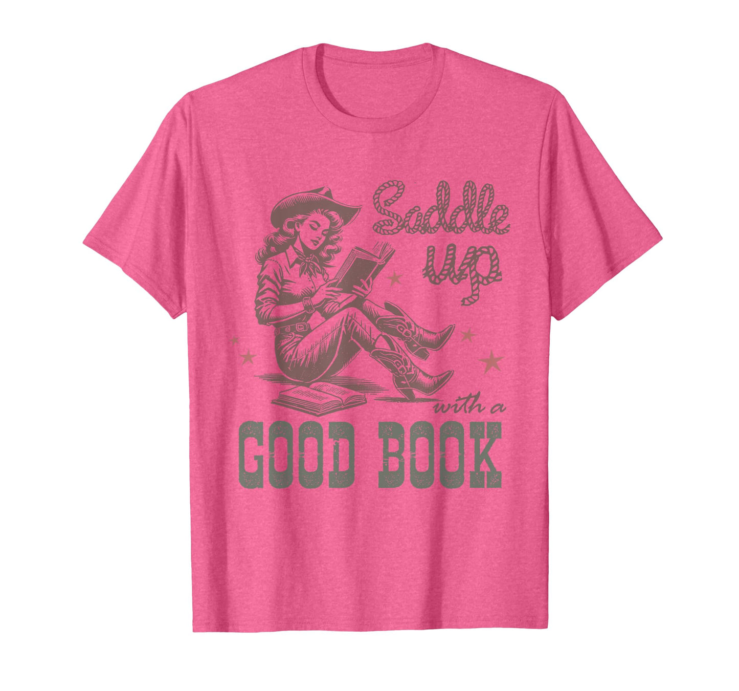 Retro Cowgirl ReadingTee Saddle Up With A Good Book Western T-Shirt