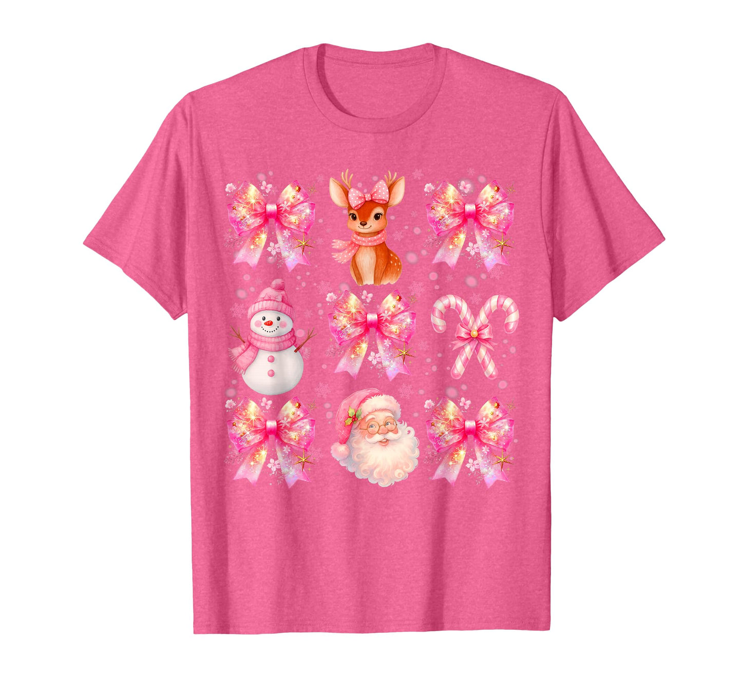 Cute Pink Santa Snowman Reindeer Christmas Xmas Girl T-Shirt