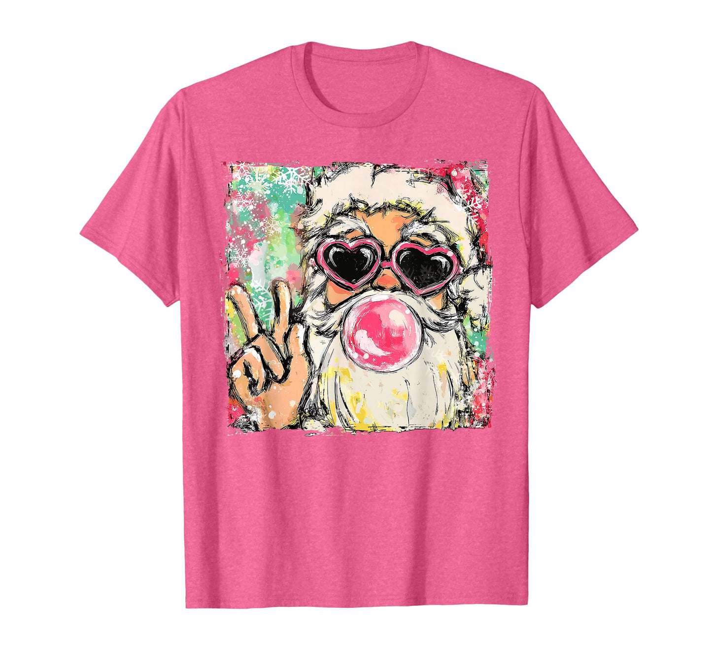 Preppy Santa Clause Blowing Bubble Gum Christmas Girly Kids T-Shirt