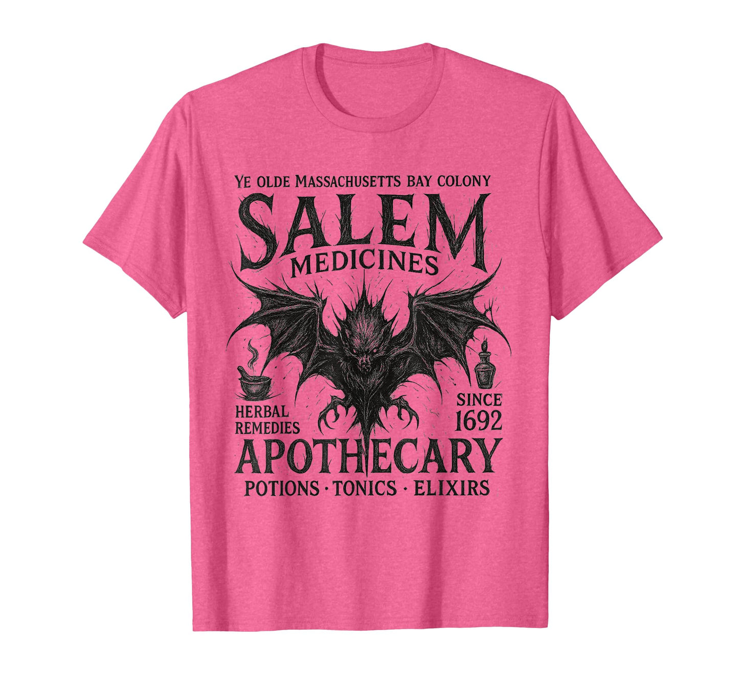 Salem Apothecary Bat Potions Vintage Halloween Gothic T-Shirt