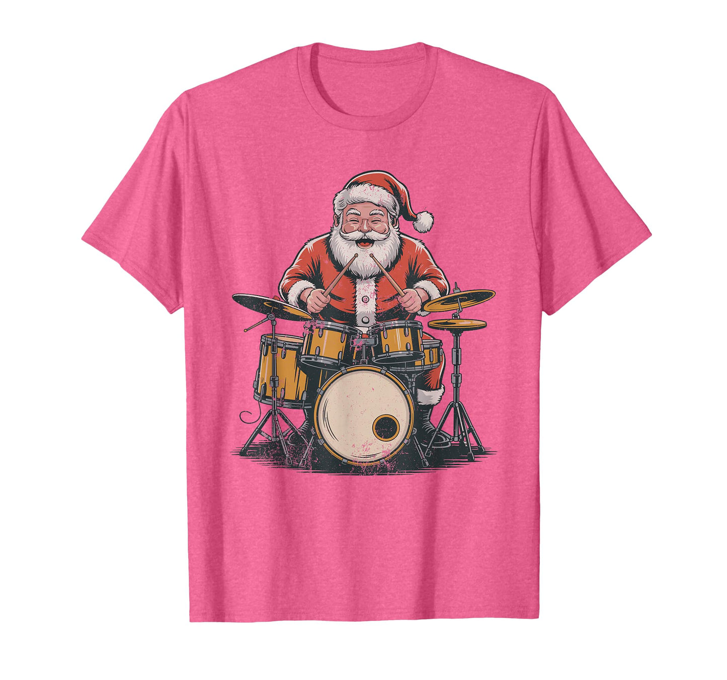 Vintage Santa Drumming Drummer Retro 90s Chrismas Holiday T-Shirt