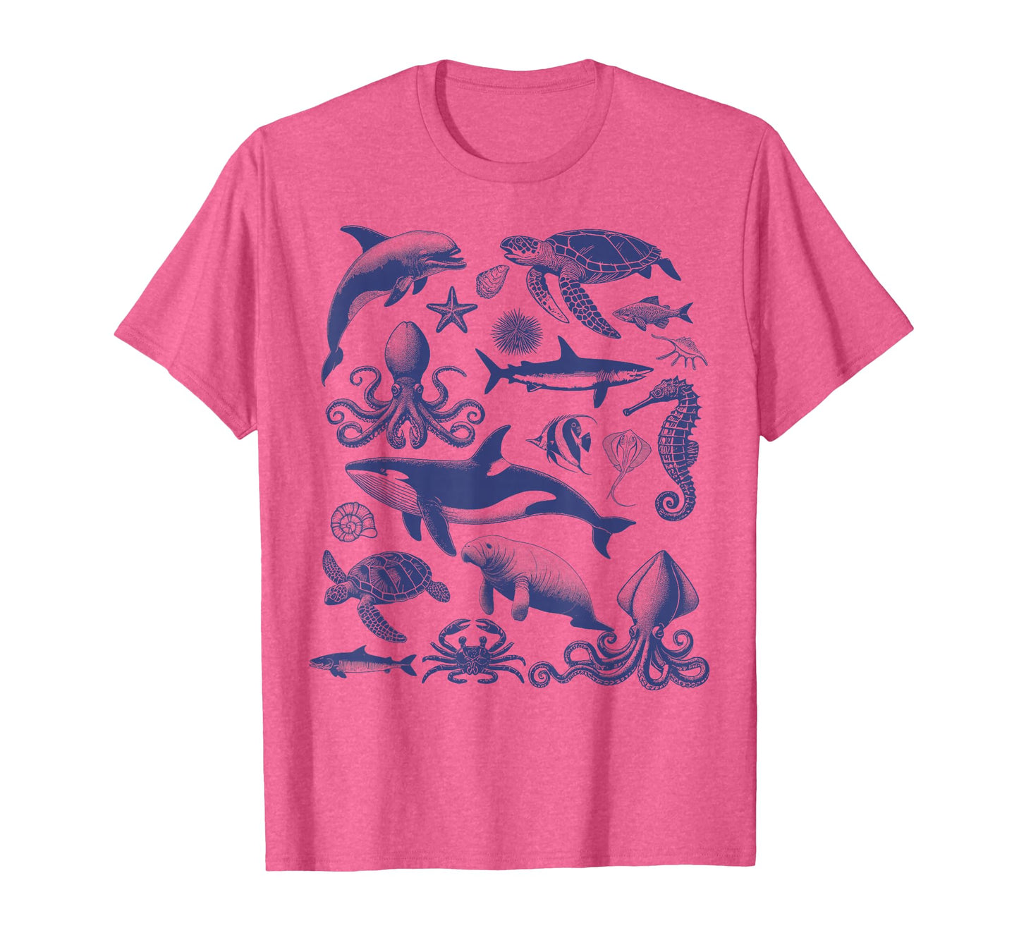 Ocean Wildlife Vintage Shark Turtle Octopus Graphic T-Shirt