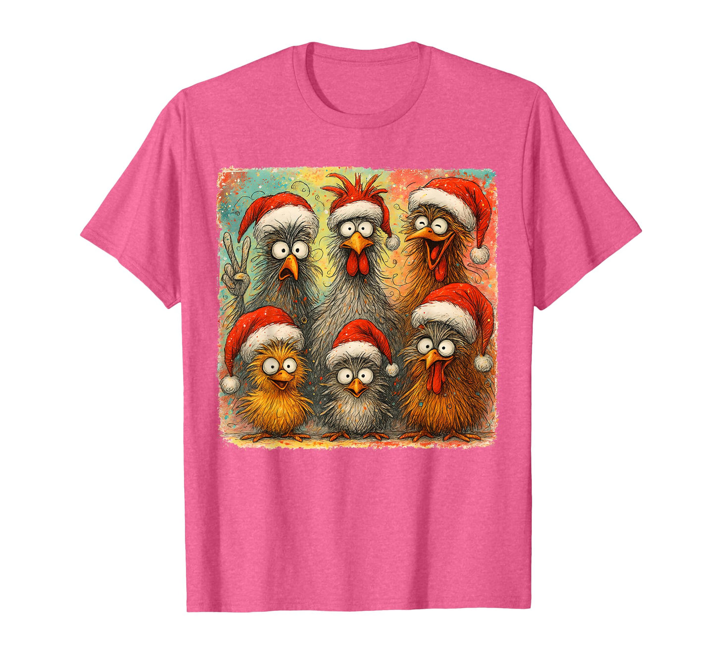 HUGvyn Christmas Santa Chicken Crazy Eagerlys Rooster Meme T-Shirt