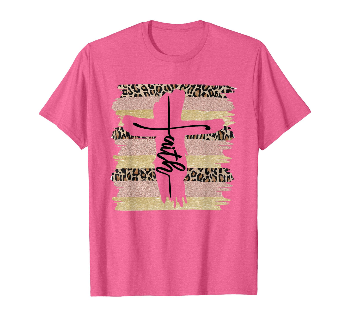 Christian Faith Leopard Cross Ombre Religious Cheetah T-Shirt