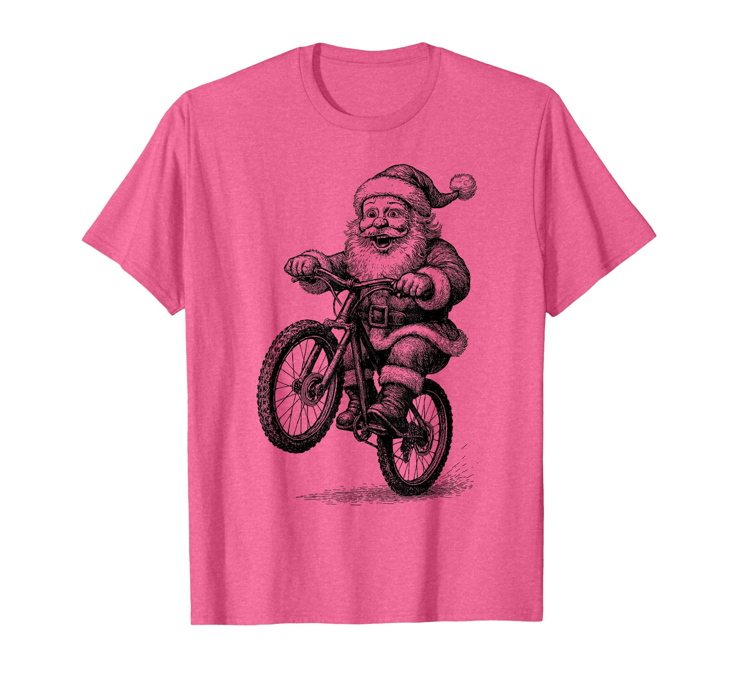Vintage Kawaii Cute Santa Claus Riding Bicycle Cyclist T-Shirt