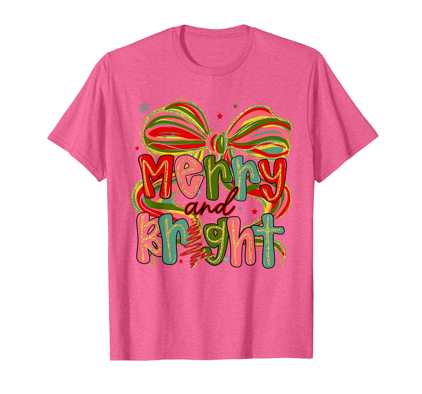 Merry & Bright Coquette Bow Christmas Xmas Pajamas Holiday T-Shirt