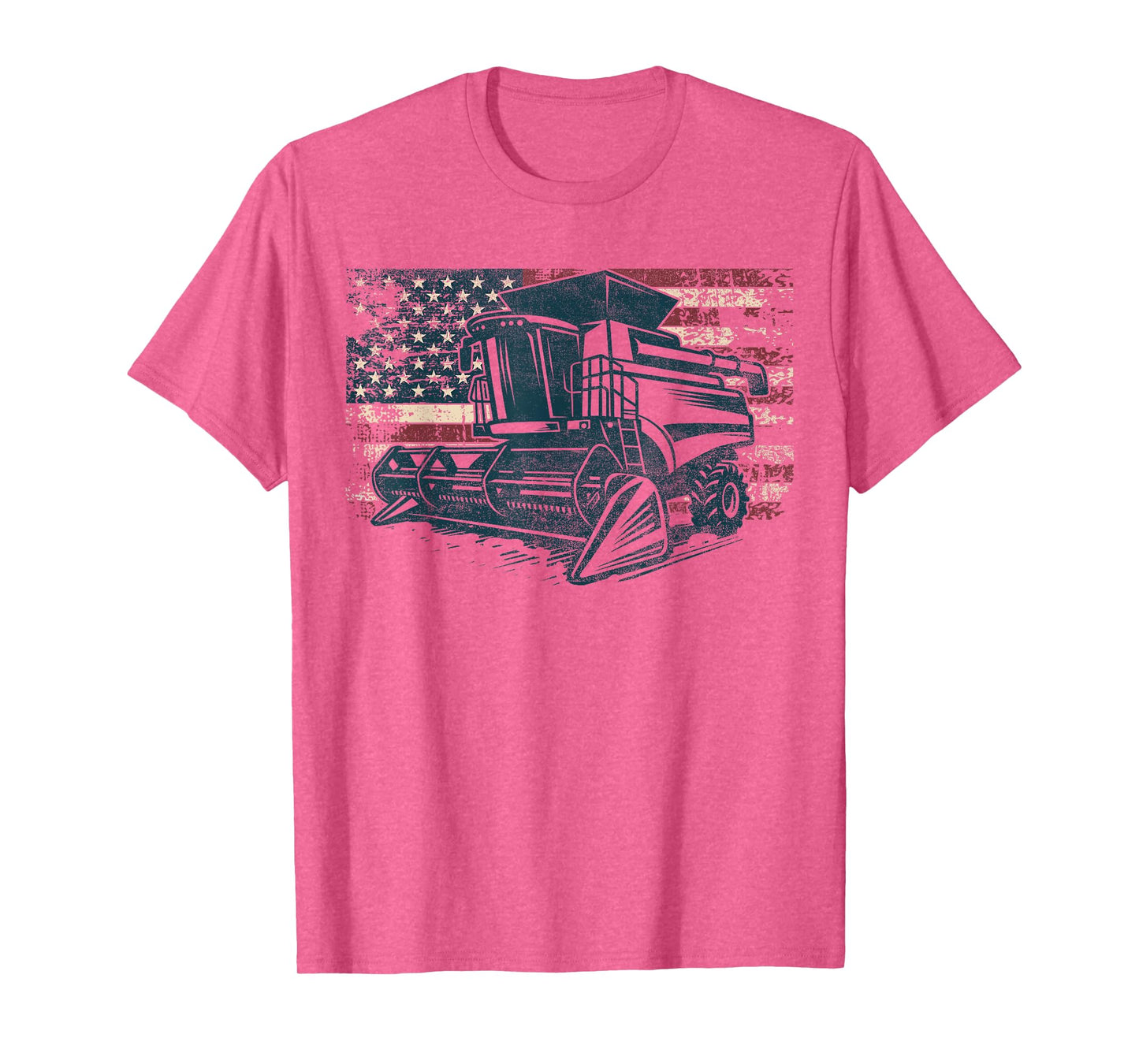 American Flag Combine Harvester Farming Patriotic Farmer T-Shirt