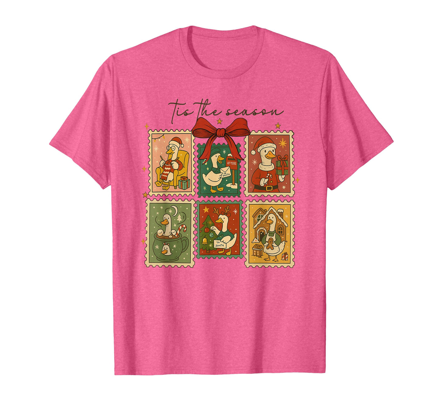 Tis The Season Silly Goose Christmas Stamps T-Shirt