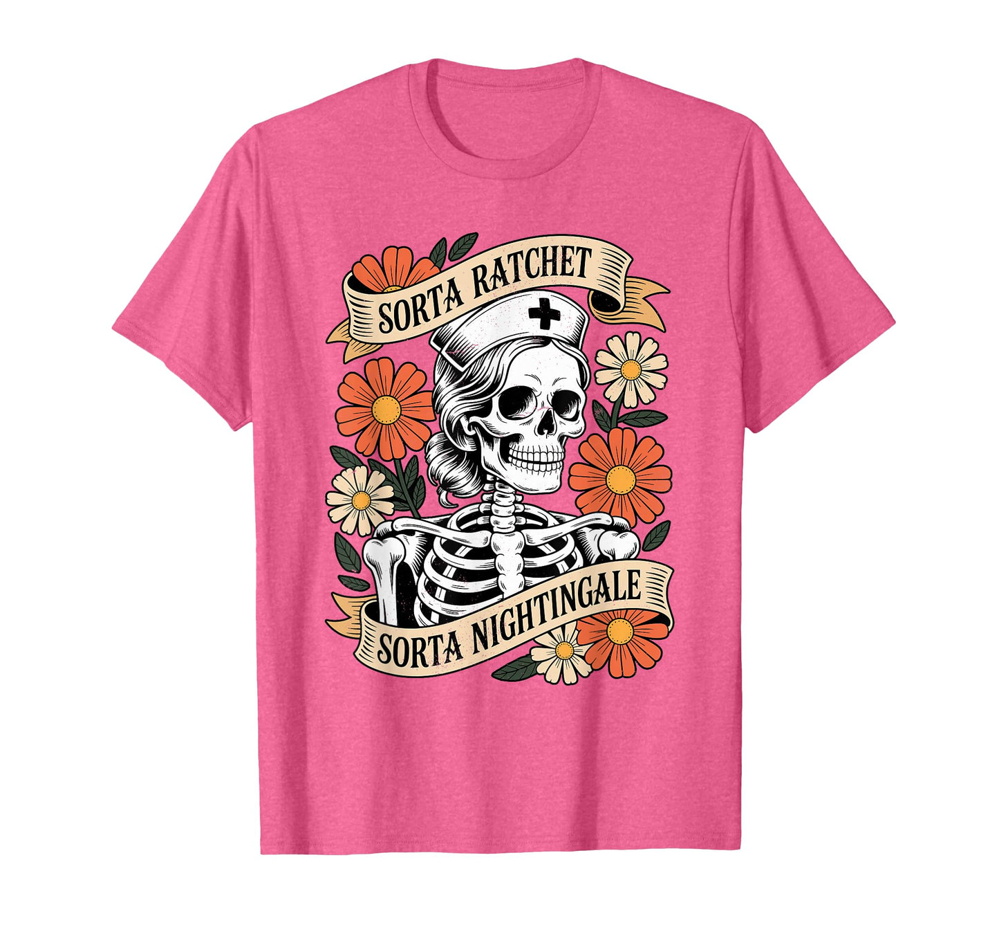 Nurse Sorta Ratchet Sorta Nightingale Skeleton Halloween T-Shirt