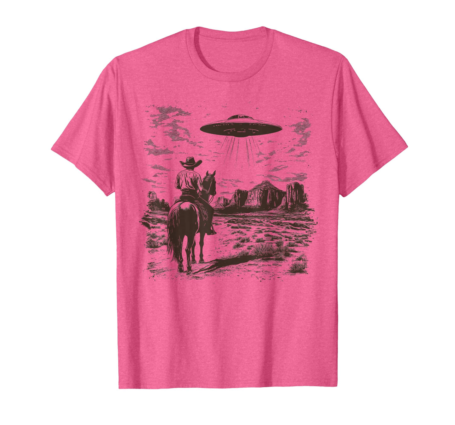Vintage Rodeo Cowboy Western Country Spaceship UFO Alien T-Shirt