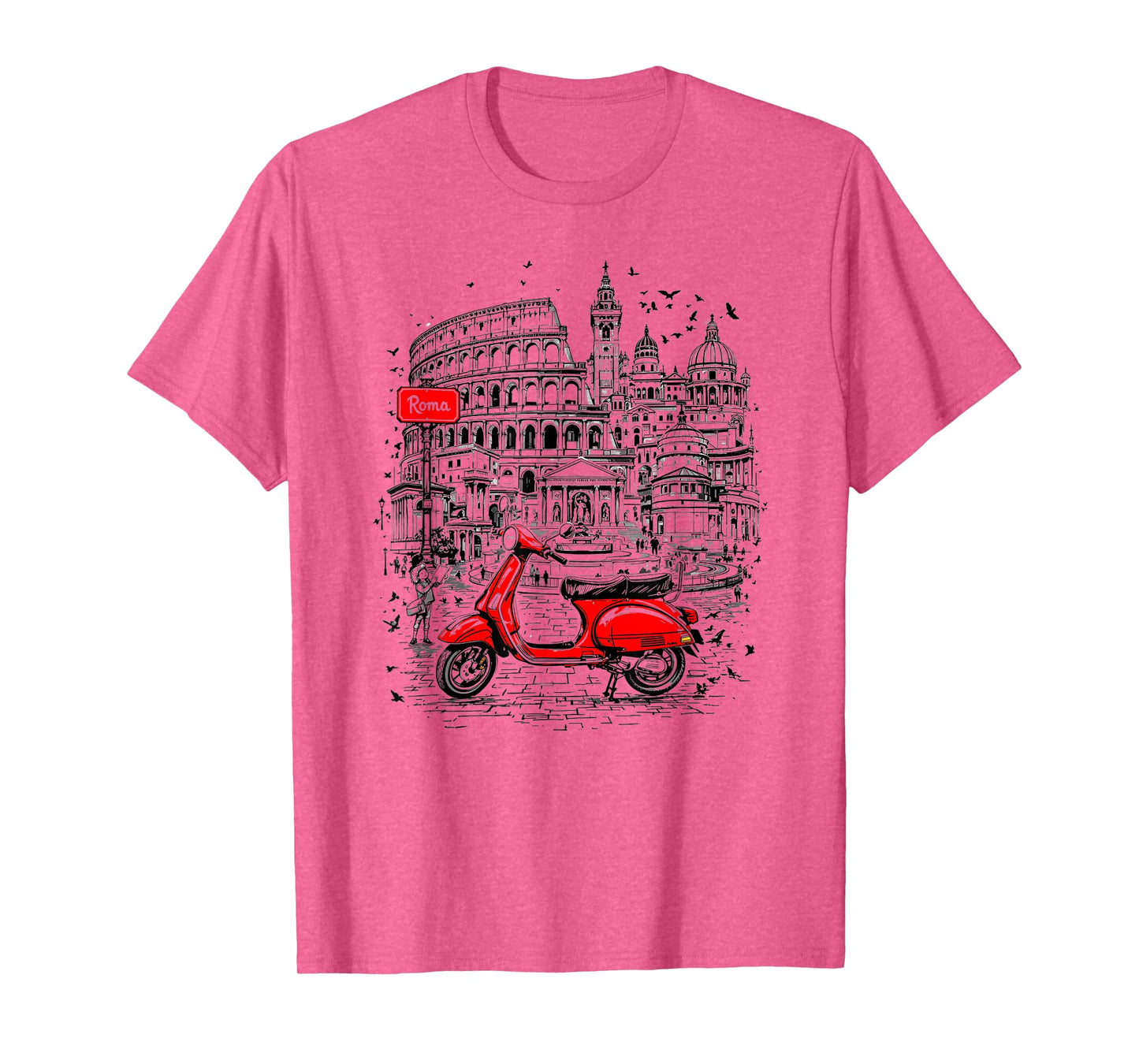 Roma Italy Scooter Art Graphic Tee Italy Travel Souvenir T-Shirt