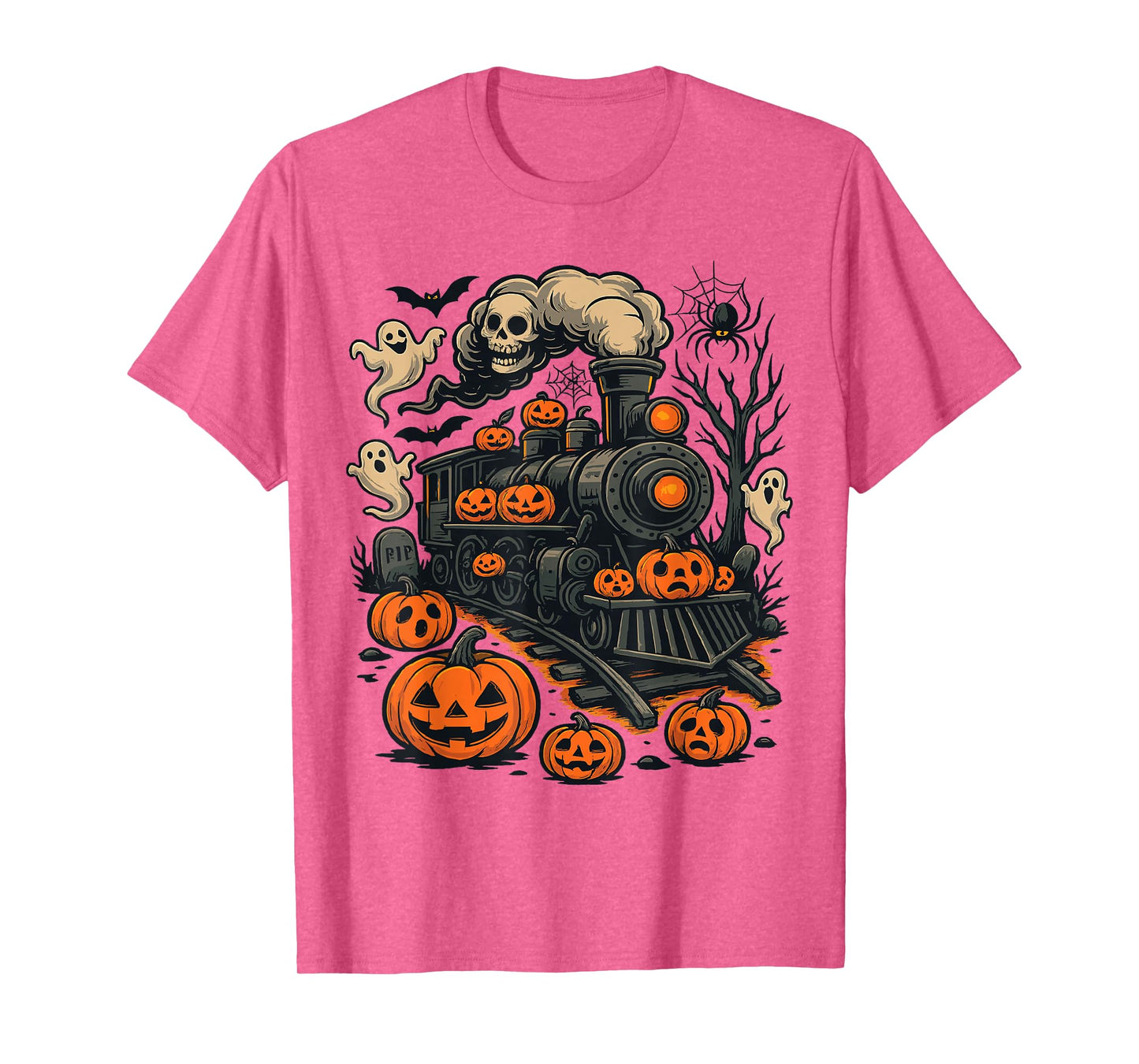 Funny Halloween Train Pumpkin Train Lover Railroad T-Shirt