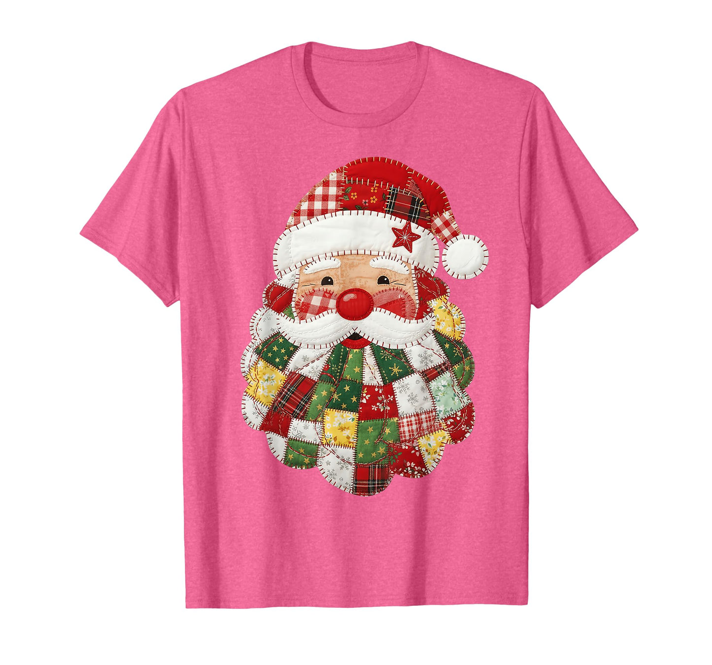 Cute Patchwork Santa Claus Christmas Xmas Men Women Kid Gift T-Shirt