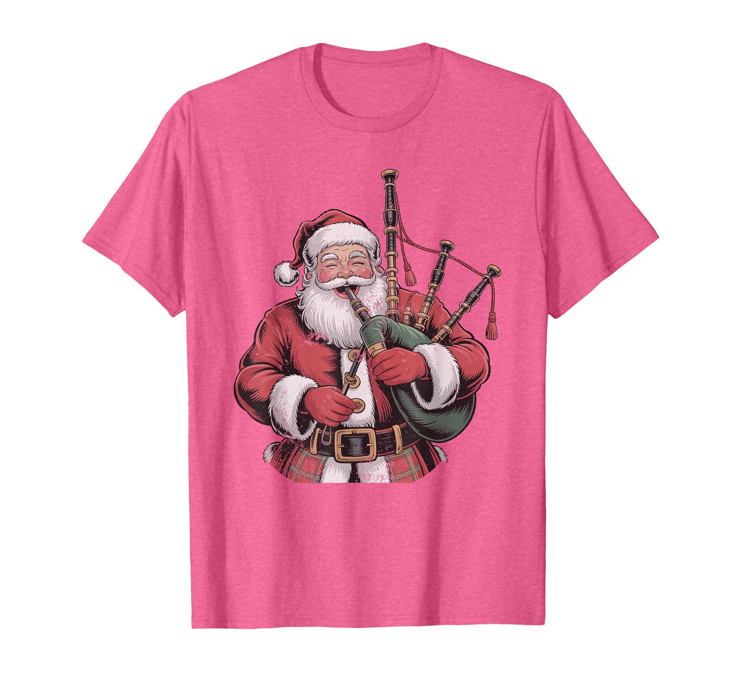 Santa Playing Bagpipes Vintage Retro 90s Chrismas Holiday T-Shirt