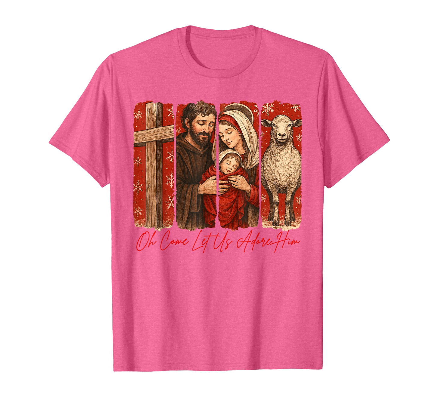 Jesus Christian Christmas Oh Comes Lets Us Adore Him T-Shirt