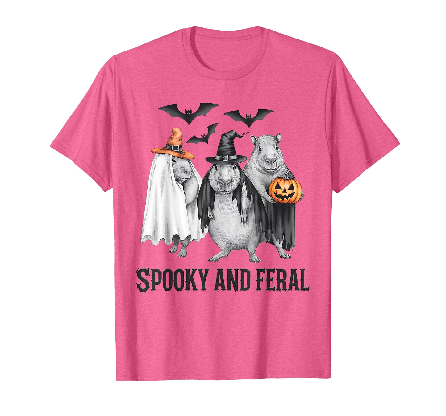 Spooky and Feral Capybara Halloween Costume Funny Animal T-Shirt