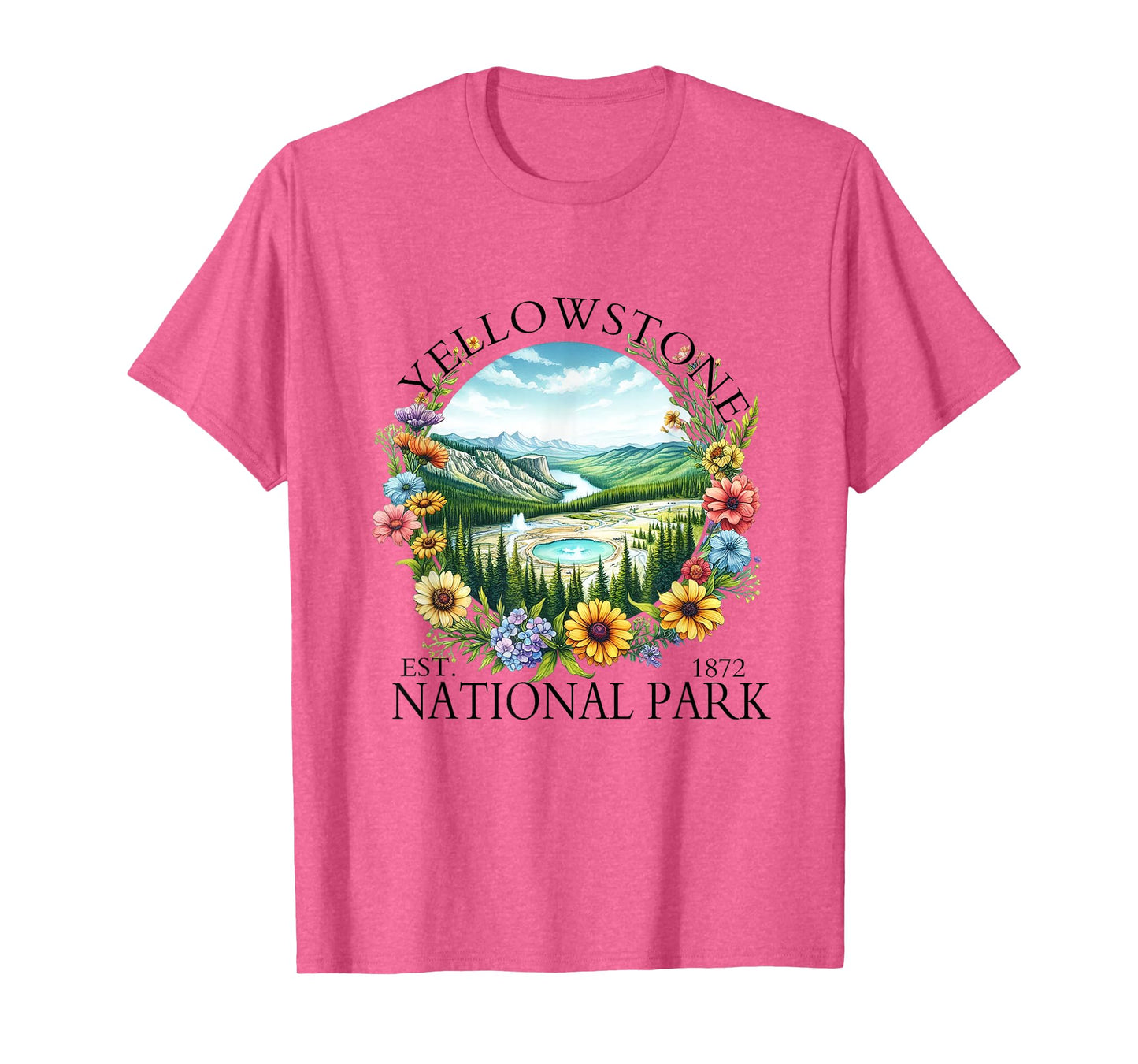 Floral Yellowstone National Park Hiking Camping Outdoor T-Shirt