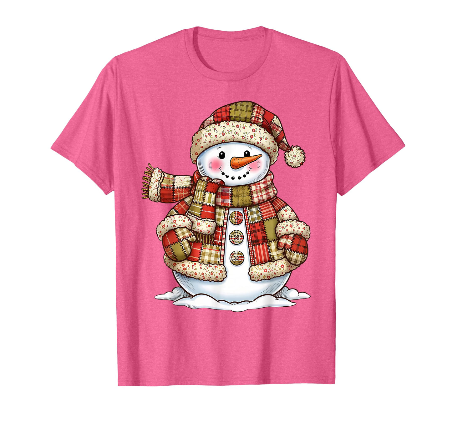 Patchwork Snowman Preppy Girly Christmas Xmas Holiday Kids T-Shirt