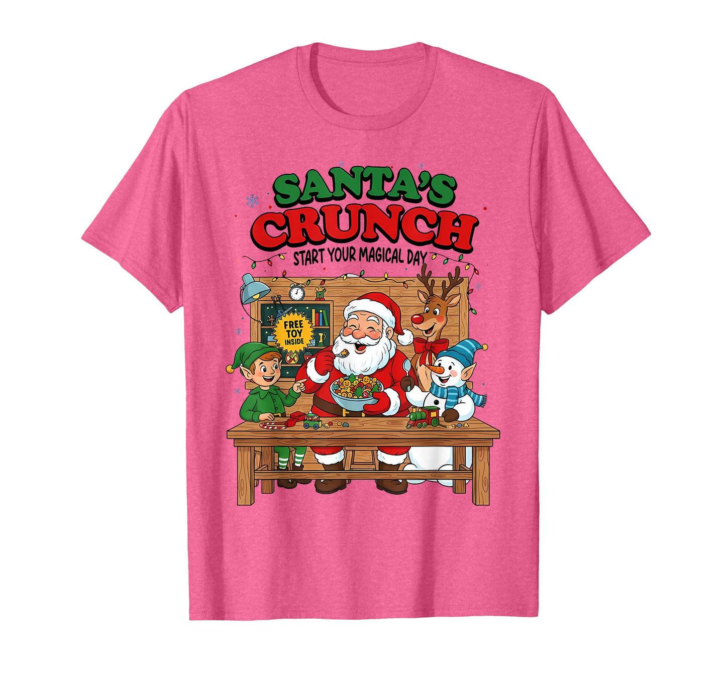 Santa's Crunch Start Your Magical Day Funny Christmas 2025 T-Shirt