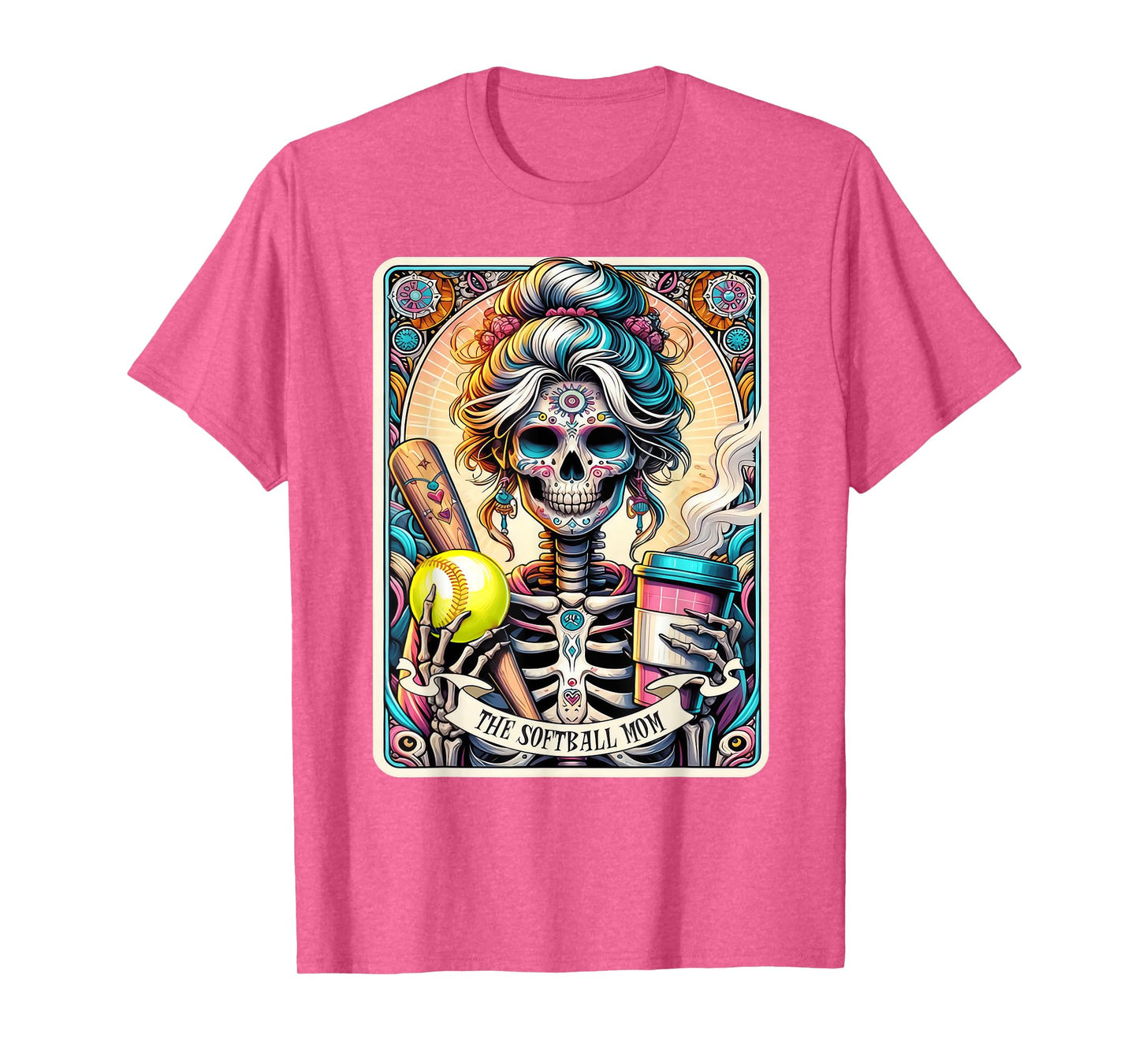 Softball Mom Tarot Card Skeleton Vintage Funny T-Shirt