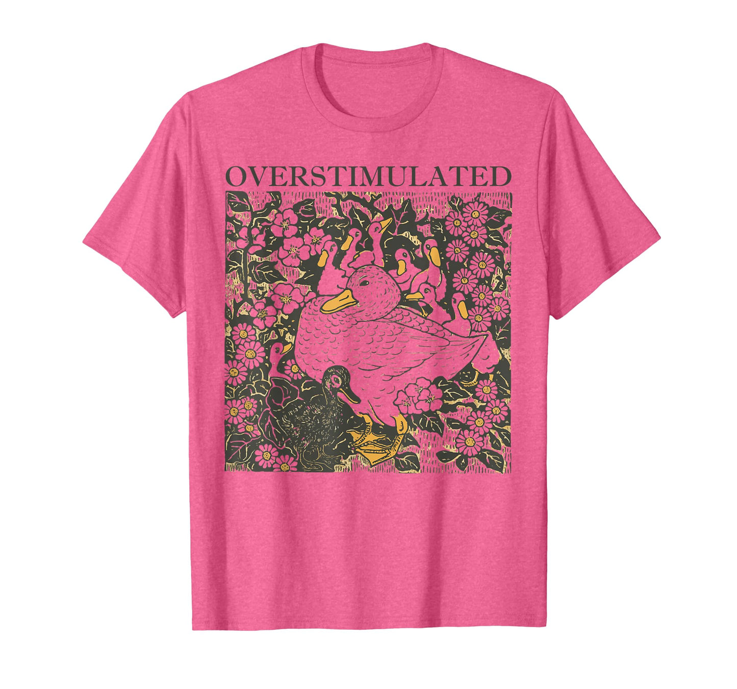 Overstimulated Duck Retro Floral Humor Style T-Shirt