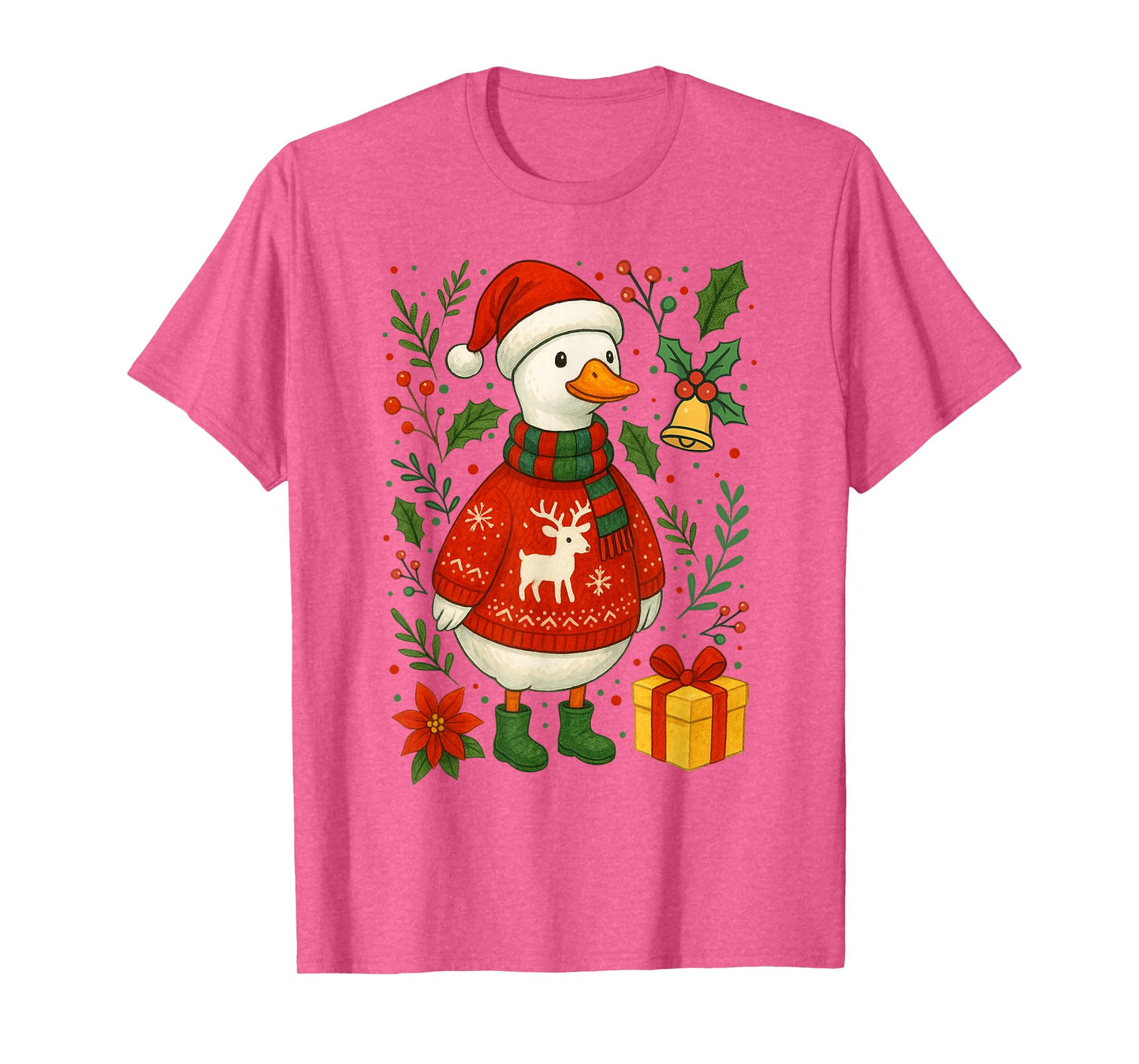 Funny Christmas Silly Goose Santa Hat Gift Holiday Pajama T-Shirt
