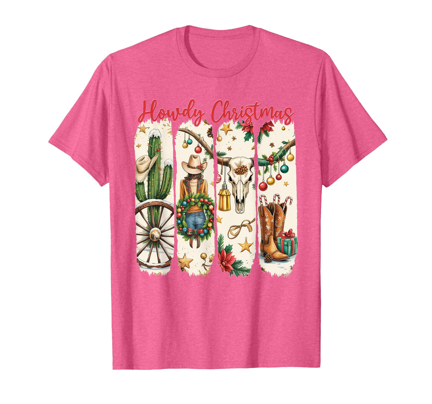Howdy Christmas Western Coquette Bow Cowboy Cowgirl Santa T-Shirt