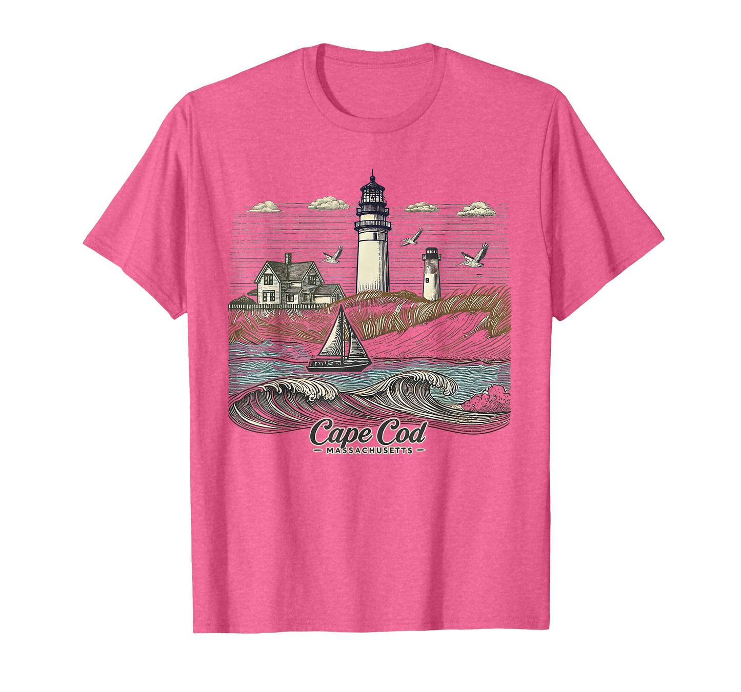 Vintage Cape Cod Massachusetts Nautical Lighthouse Seashore T-Shirt