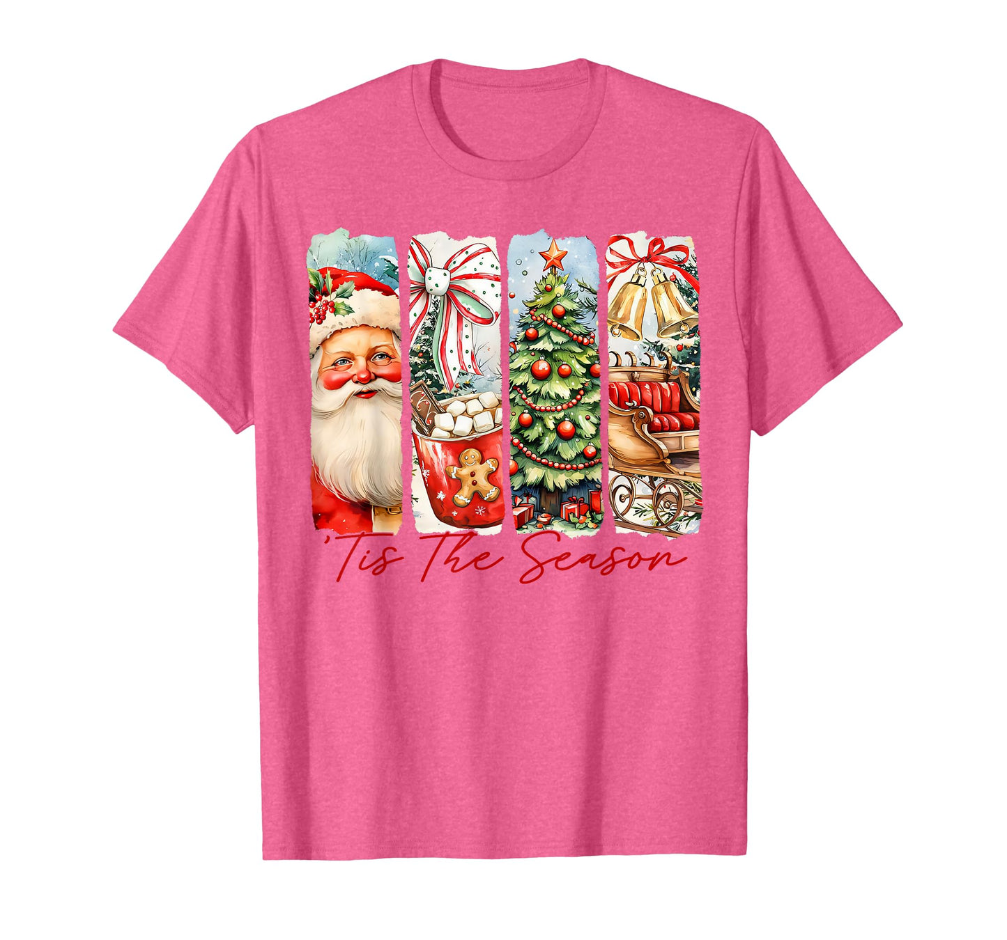 Tis The Season Retro Santa Christmas Tree Xmas Festive T-Shirt