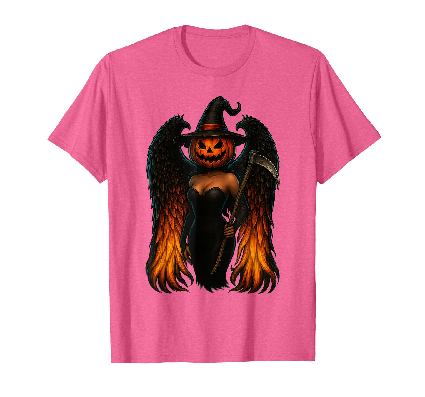 DarkFiery Halloween Angel Wings Gothic Pumpkin Witch Flaming T-Shirt