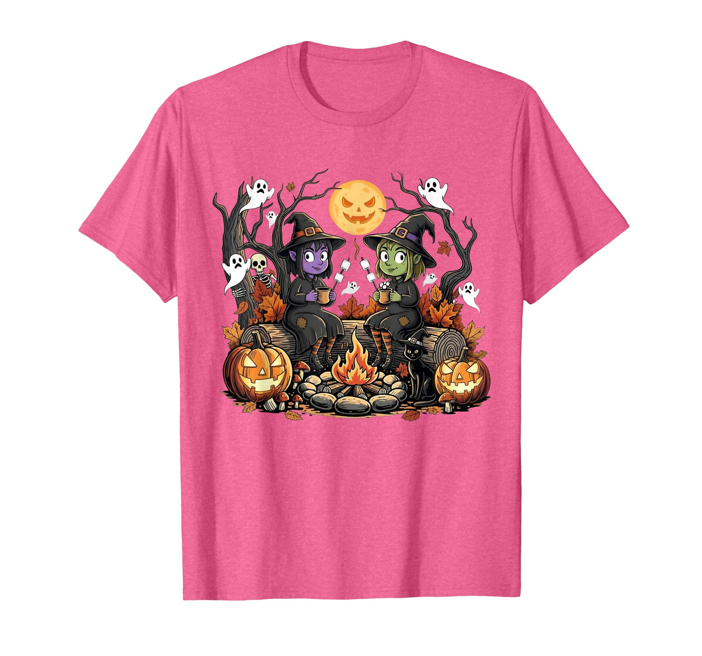 Cute Witches Campfire Gothic Halloween Ghost Pumpkin Spooky T-Shirt