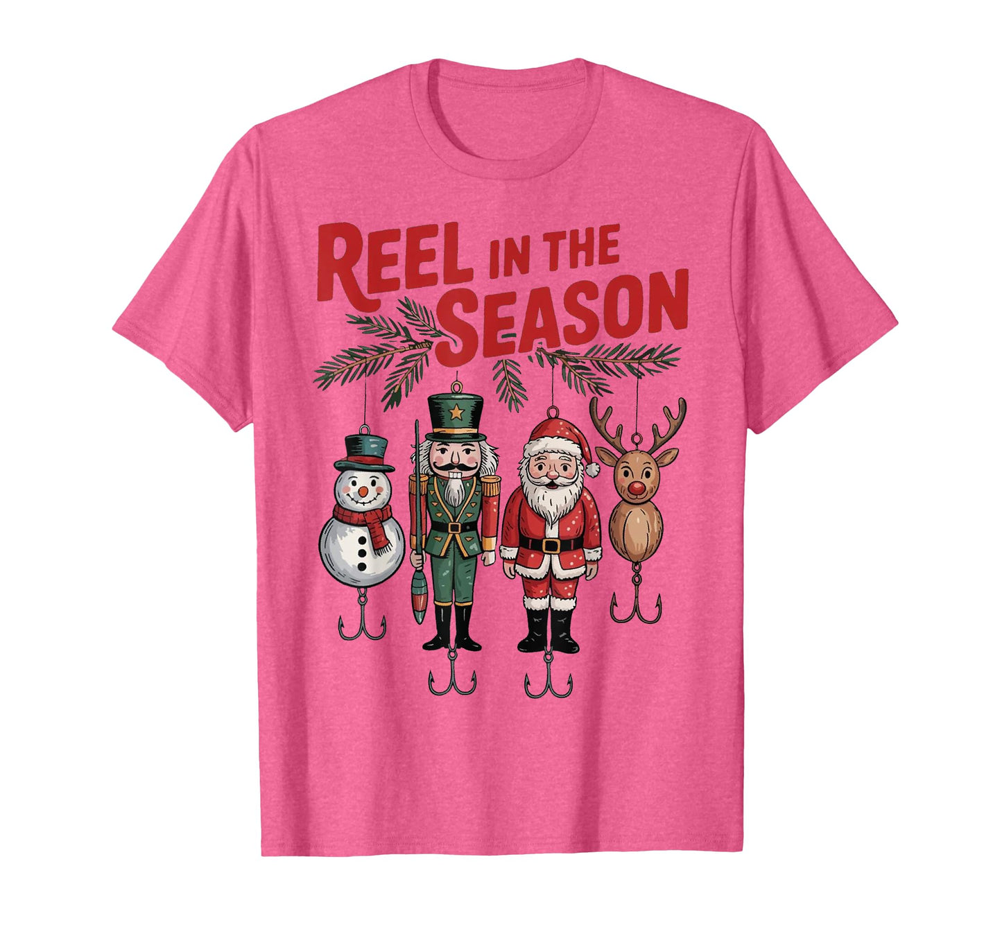 Funny Fisherman Christmas Santa Fishing Reel in The Season T-Shirt