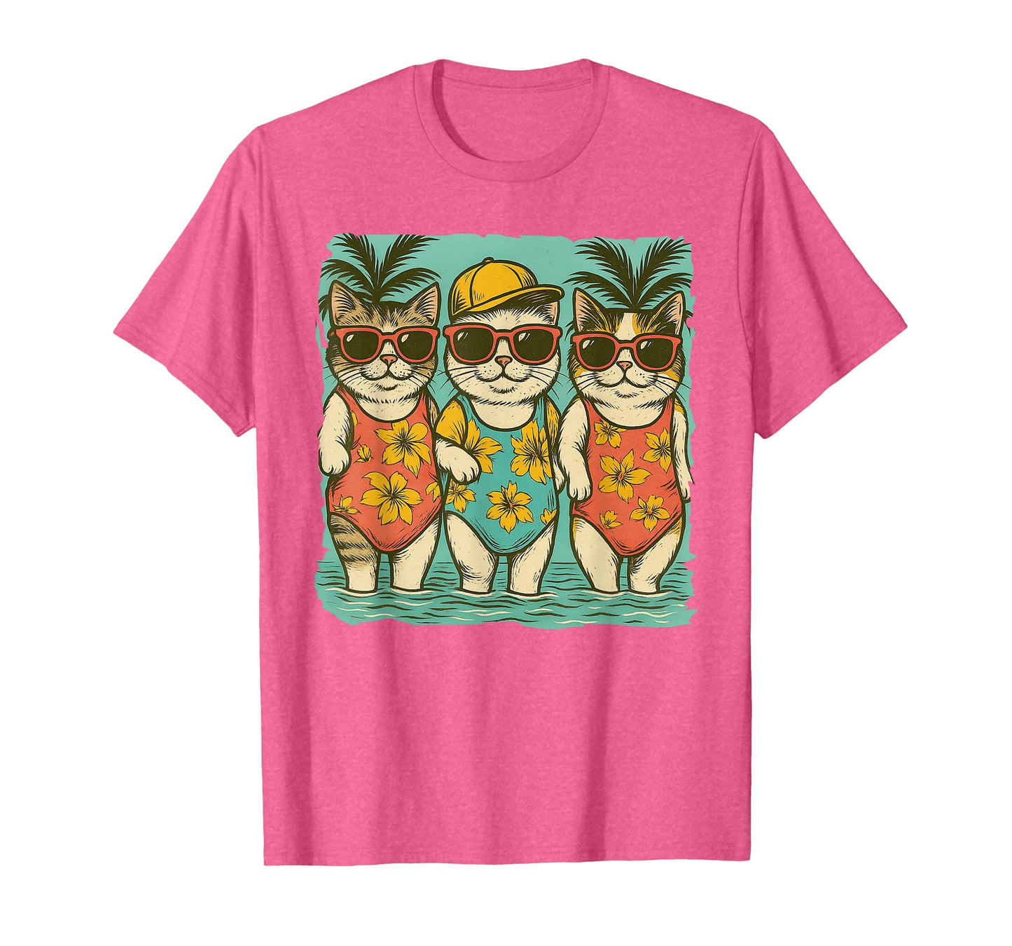 Vintage Swimsuit Cat Funny Summer Vacation Girly Beach Trip T-Shirt