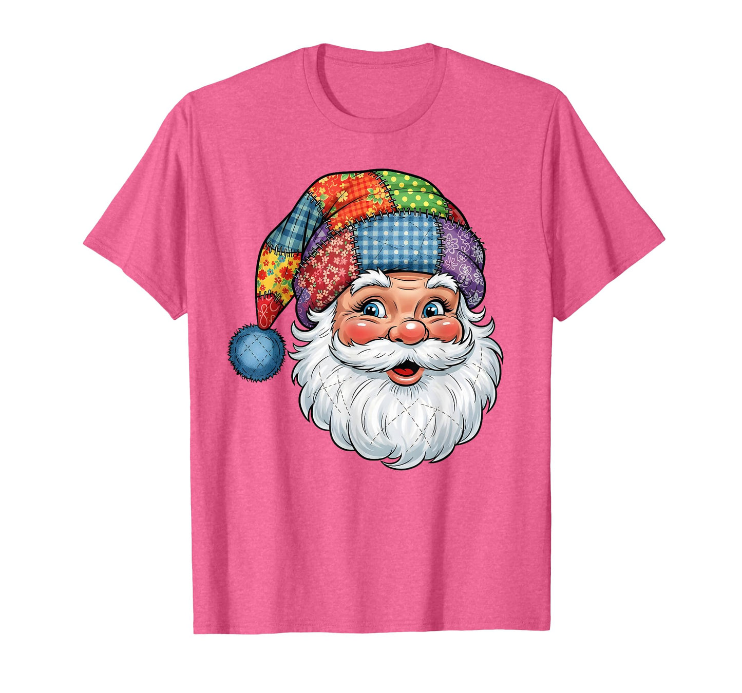 Merry Christmas Patchwork Santa Claus Face X-mas Holiday T-Shirt
