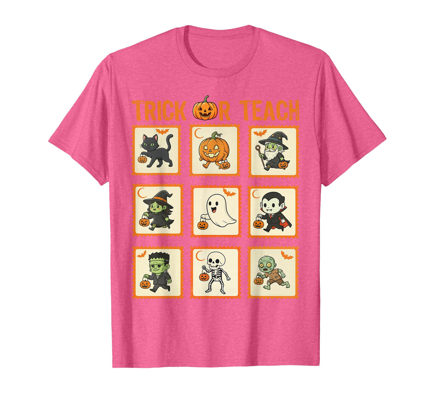 Halloween Teacher Stamps Cute Costumes Trick Or Teach Kids T-Shirt