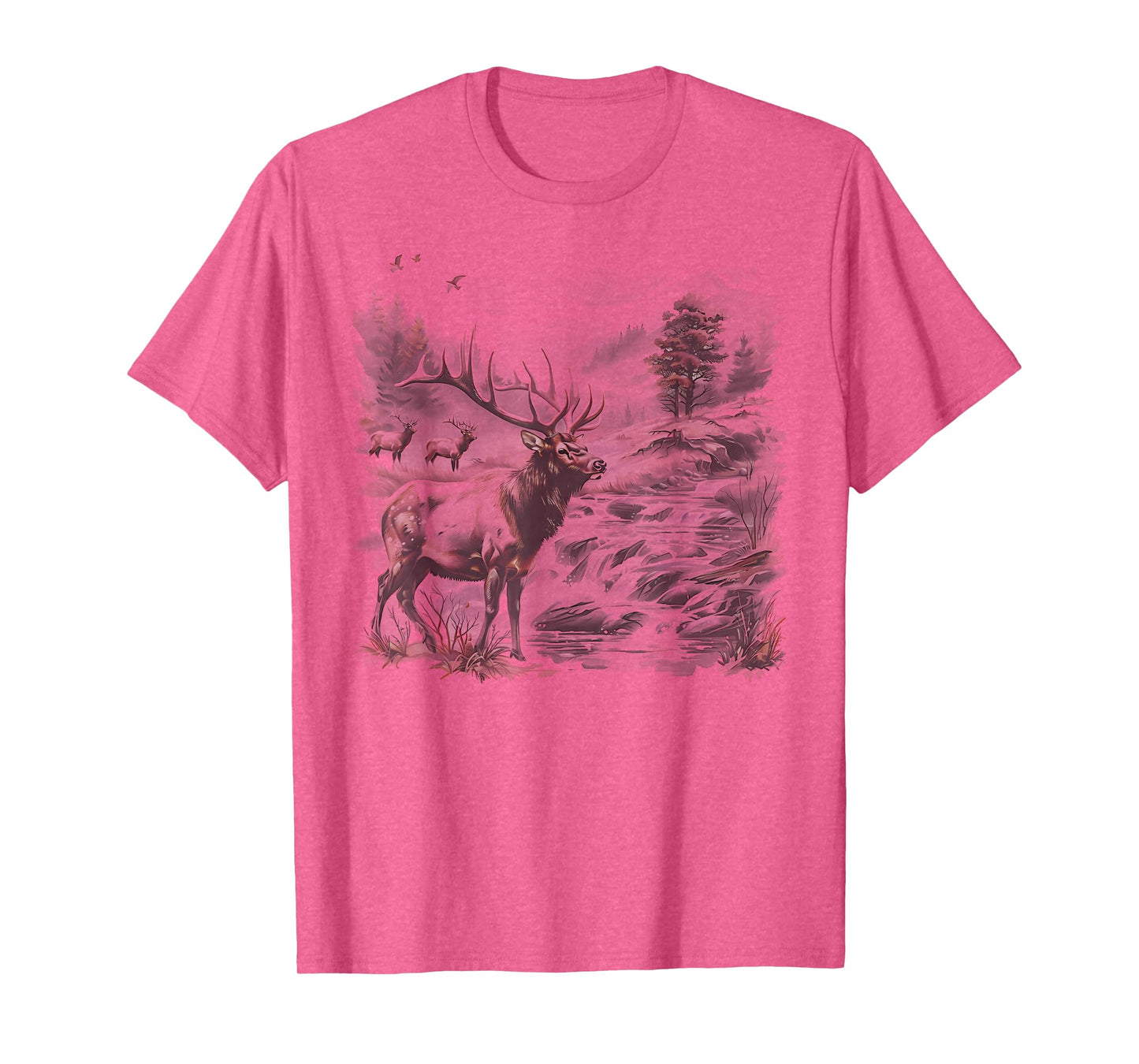 Vintage Bull Elk Deer Buck Wilderness Scene Elk Nature Kids T-Shirt