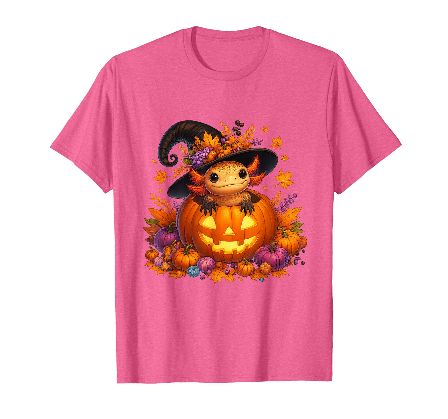 Axolotl Halloween Kawaii Witch Hat Pumpkin Fall Kids & Adult T-Shirt