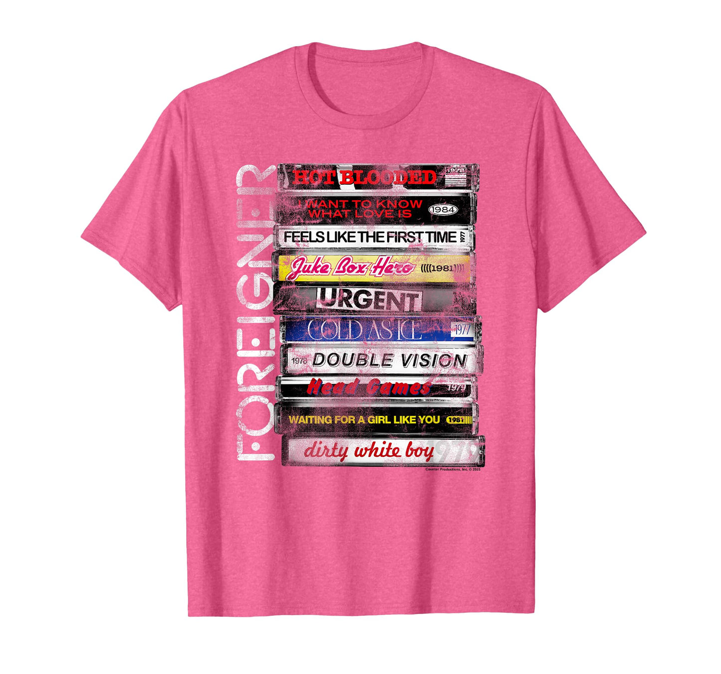 Foreigner Classic Hits Cassette Boxes Stacked Distressed T-Shirt