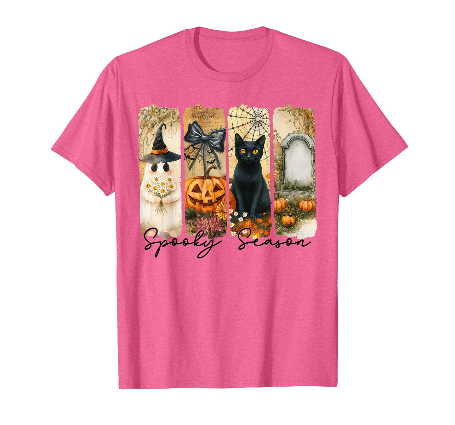 Spooky Season Vintage Halloween Ghost Coquette Fall Pumpkin T-Shirt