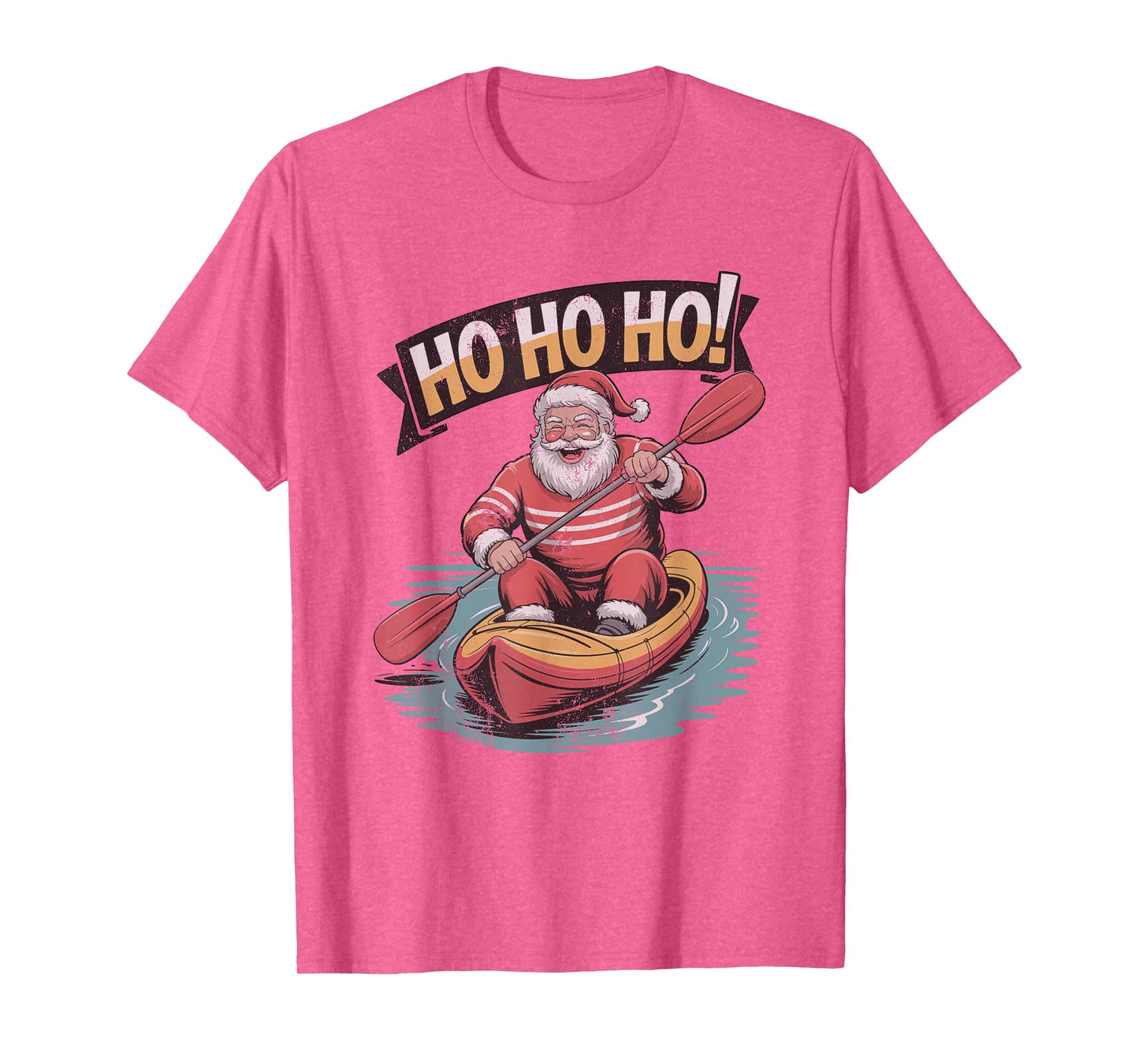 Vintage Santa Kayaking Retro 90s Christmas Holiday Sports T-Shirt