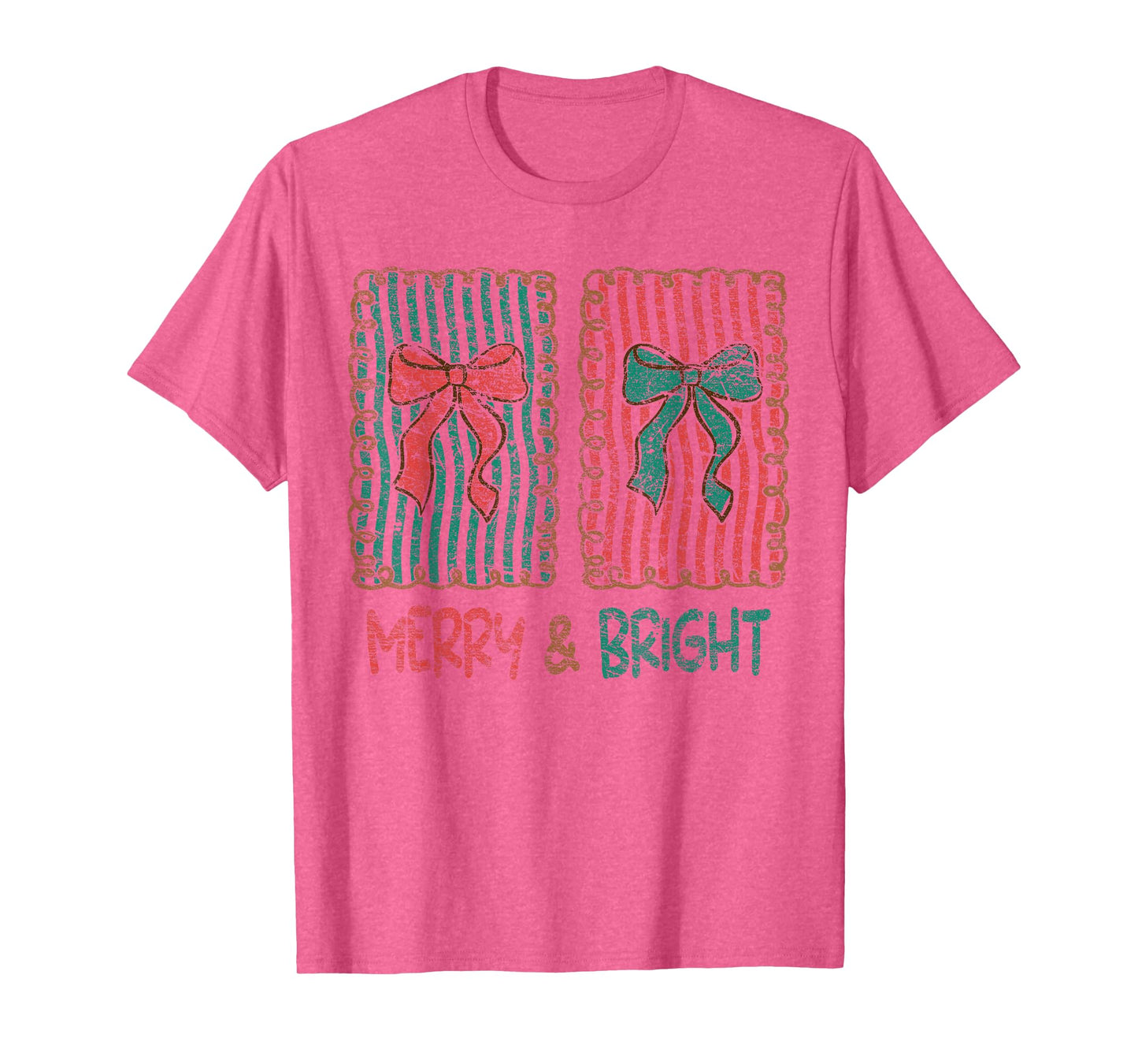 Merry & Bright Coquette Bow Christmas Xmas Pajamas Holiday T-Shirt