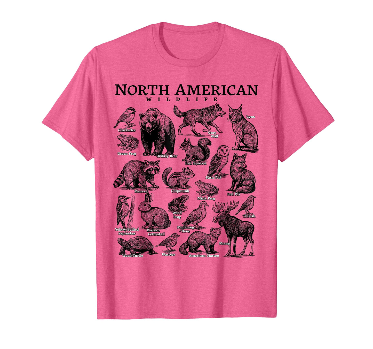 North American Wildlife Nature Camping USA Animal Guide T-Shirt