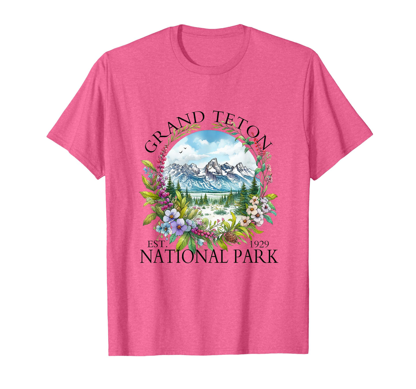 Floral Grand Teton National Park Hiking Camping Outdoor T-Shirt