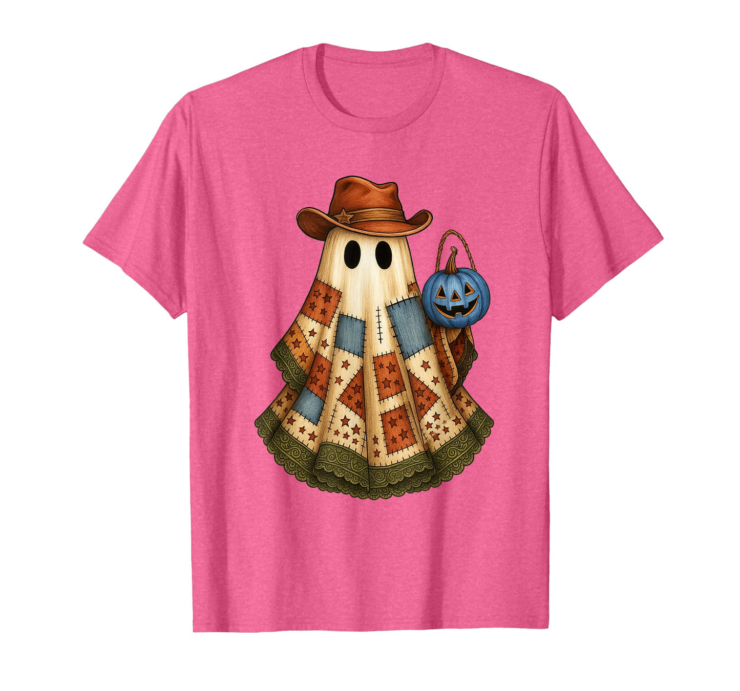 Halloween Vibes Spooky Patchwork Boo Ghost Western Life T-Shirt