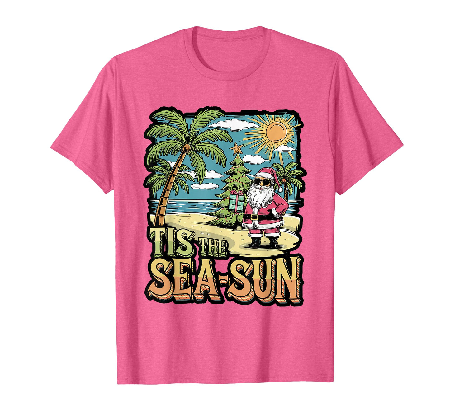 Tis The Sea-Sun Funny Beach Christmas Pun T-Shirt