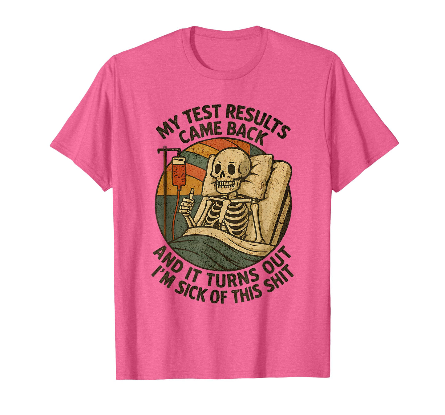 Retro Skeleton Thumbs Up Sick of It Funny T-Shirt